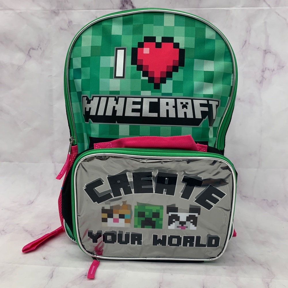 COPY - I Love Minecraft Create Backpack with Lunch Box Set for Boys & Girls, 16…